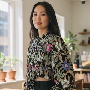 Rachel Zoe cropped tie front top, size S, NWT